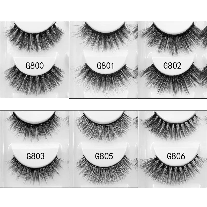 5 pairs mink 25mm handmade vegan silk natural eyelashes long thick extensions reusable 3d false eyelashes g800-g805