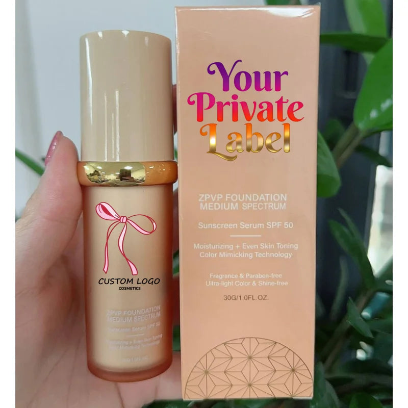 Liquid foundation with SPF 50 sunscreen serum
