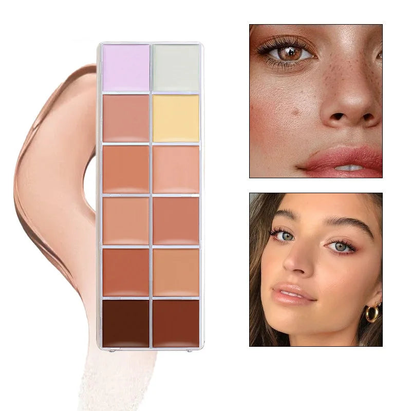 12 colors makeup creamy full coverage concealer palette vegan cosmetics cream foundation concealer