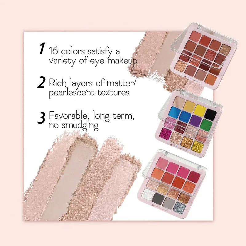 16-color matte shimmer glitter eyeshadow palette