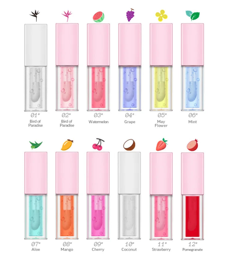 cosmetic makeup glossy fruit flavors lip oil clear moisturizing lip oil