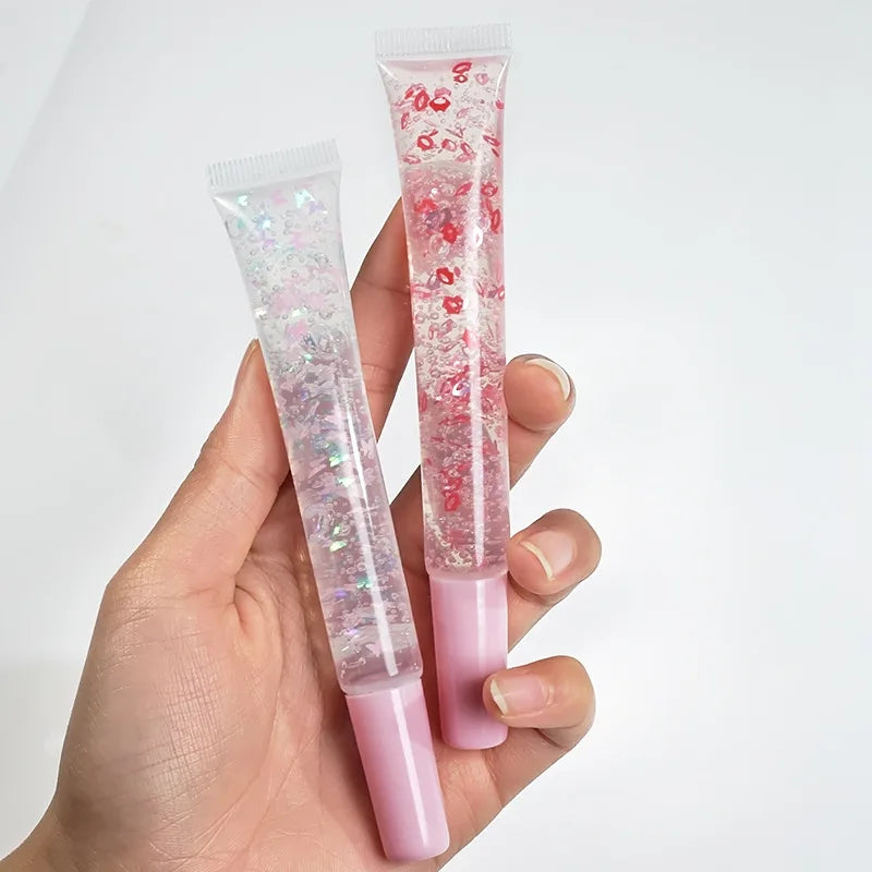cute lipgloss with stars heart inside vegan moisturizing clear lip gloss