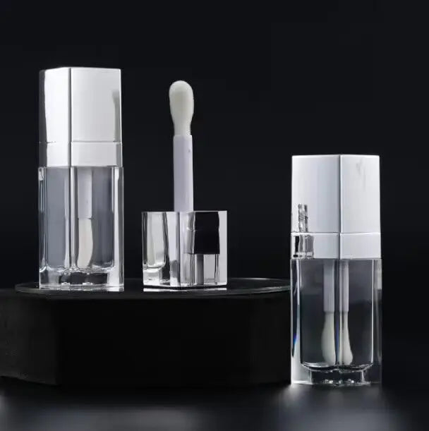 10ml silver lipgloss tube petg plastic big wand brush empty lipgloss tube cosmetics lip gloss container