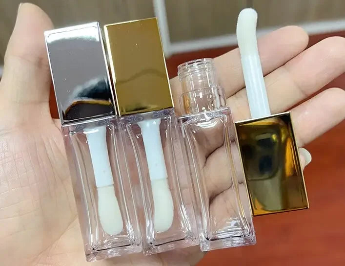 6ml 5ml 4ml 3ml transparent square round clear lip gloss tube empty lipgloss bottles with big wand
