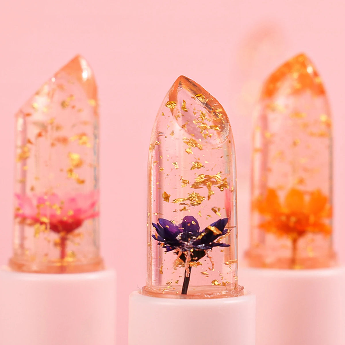 5 colors flower color changing lipstick naturally nourishing moisturizing long lasting lip balm