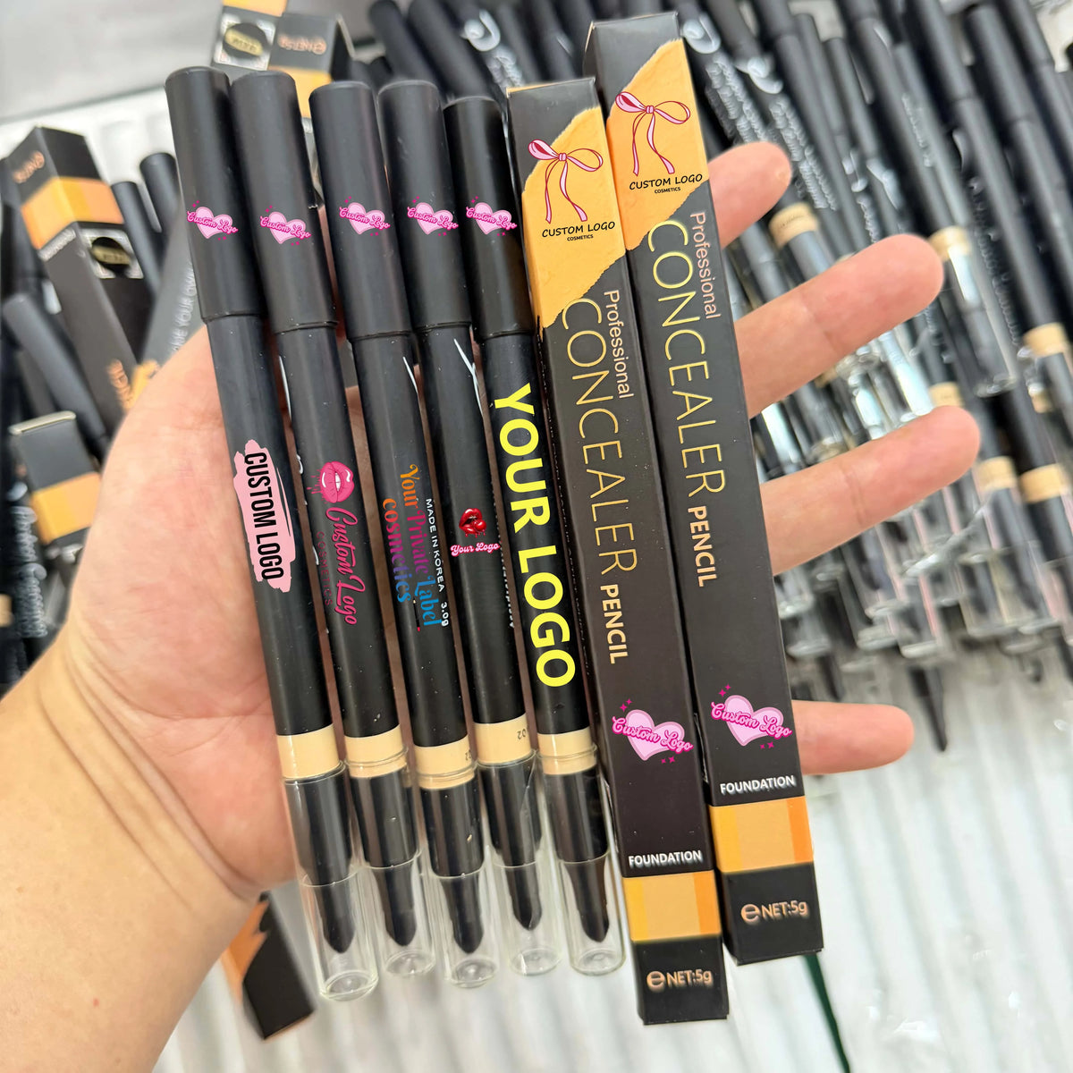 organic waterproof brow concealer pen high quality 2 in 1 face concealer pencil with brush