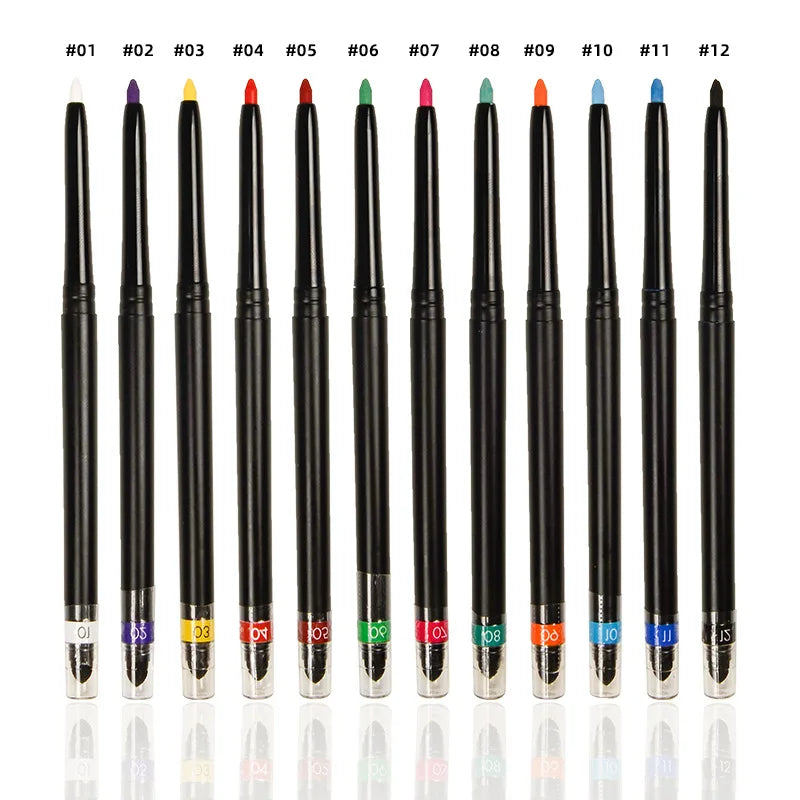 waterproof eye liner pencil with sharpener 12 colors eyeliner neon gel eyeliner pencil