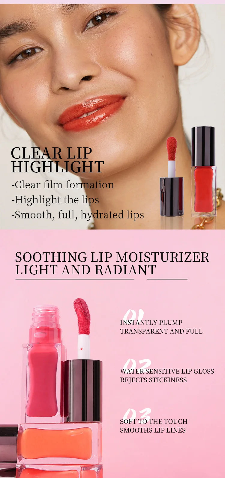 22 shades glossy nourishing mirror lip glaze long lasting high pigmented moisturizing lip gloss