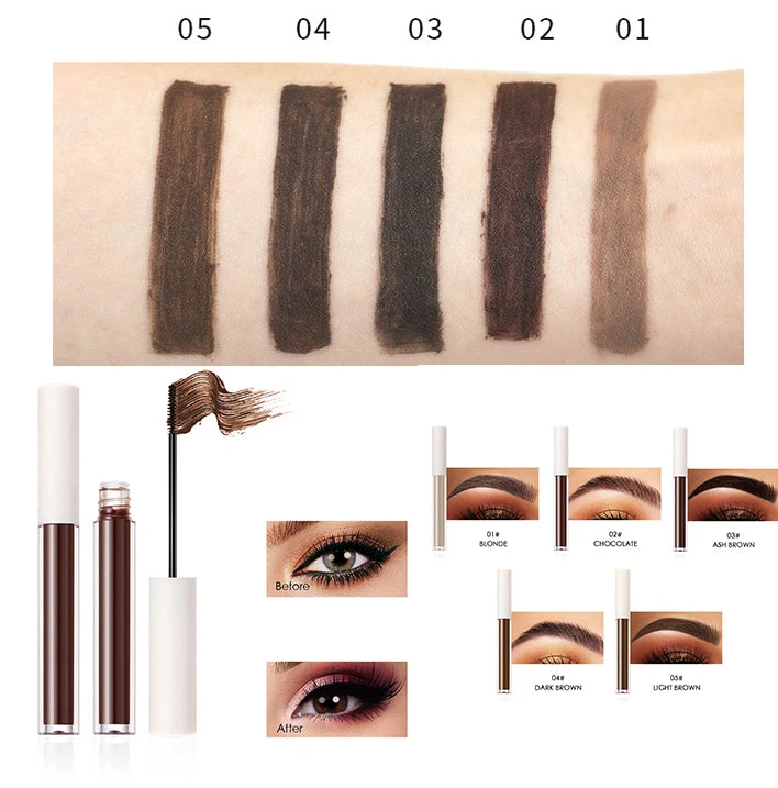 white cap bottle color eye brow gel eyebrow dye tint cream pomade mascara with thin eyebrow makeup brush