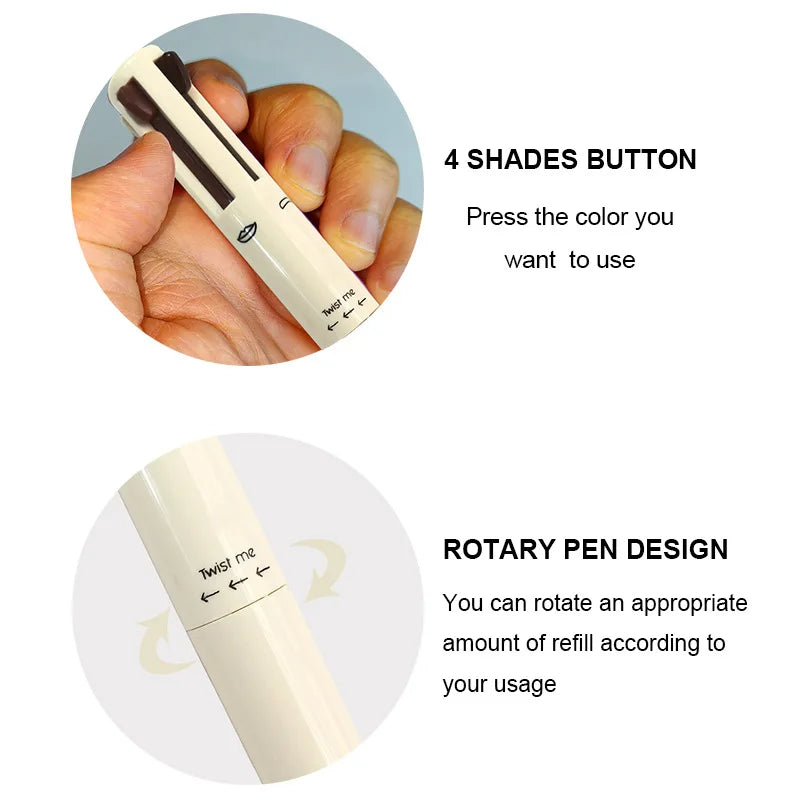 creamy white waterproof highlighter black eyeliner nude lipliner lip liner dark brown brow eyebrow pencil 4 in 1 makeup