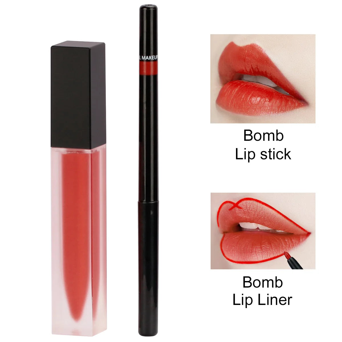 2 in 1 lip kit black pencil liquid lipstick long lasting vegan long lasting matte lipstick lip liner set