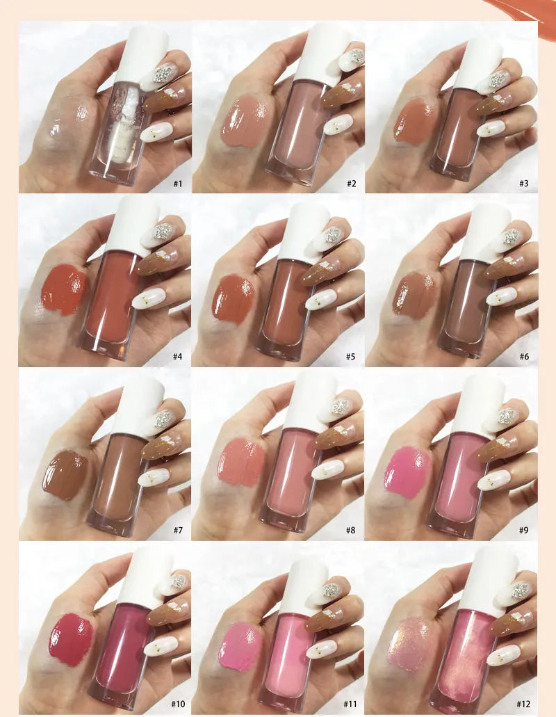 27 colors big brush round tube lip gloss nude shades smooth bright glossy moisturizing lip gloss