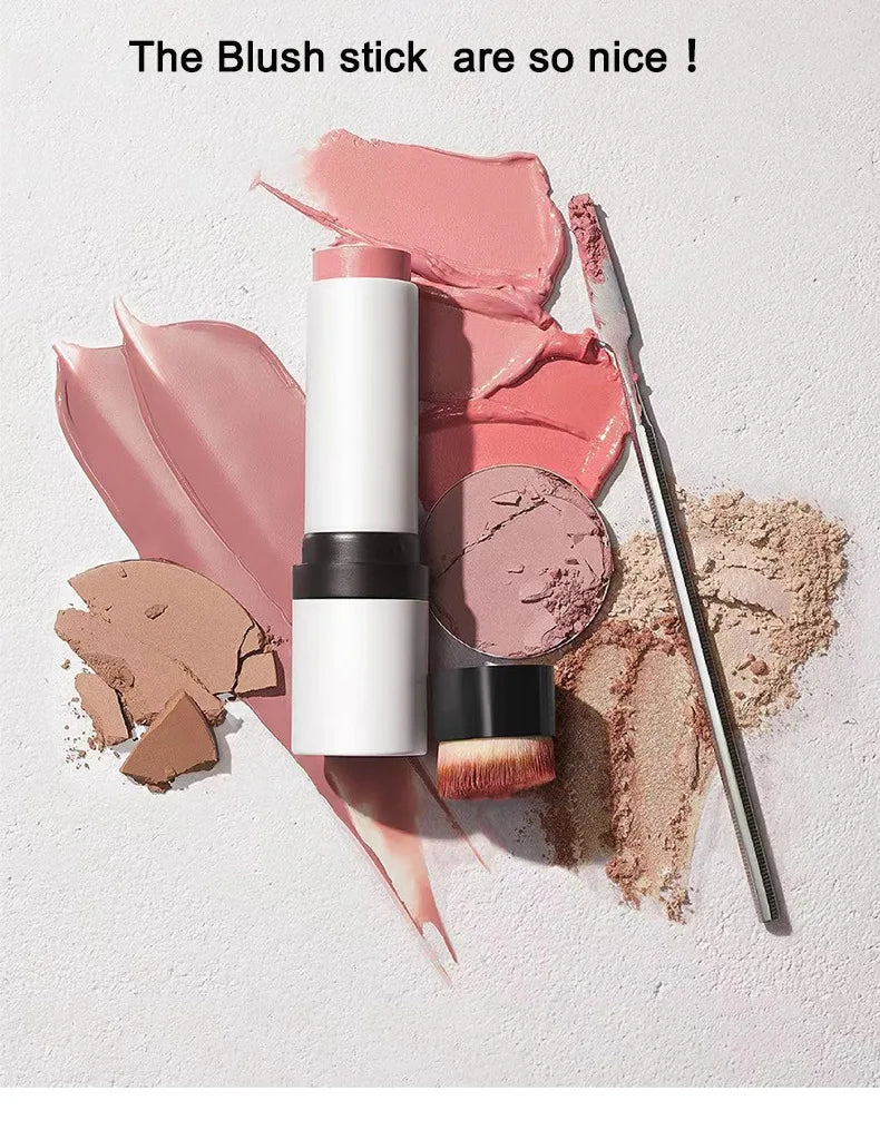 round tube 5 colors blush waterproof long lasting high pigmented cream blush stick