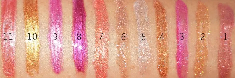 glitter lipgloss 11 colors vegan liquid shimmer pink gold moisturizing lip gloss