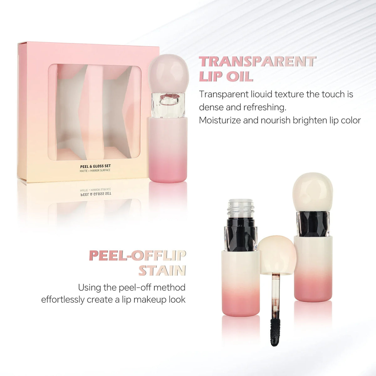 lip makeup moisturizing long lasting waterproof peel of lip stain lip oil matte peel gloss set