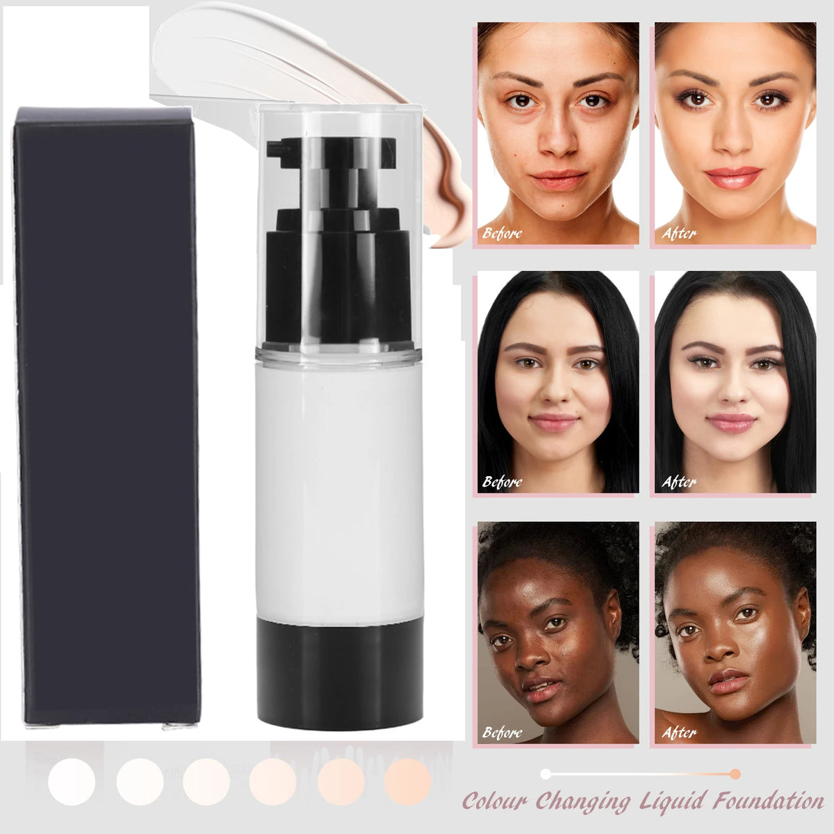 30ml self adjusting color changing liquid foundation liquid foundation concealer isolating foundation makeup bb