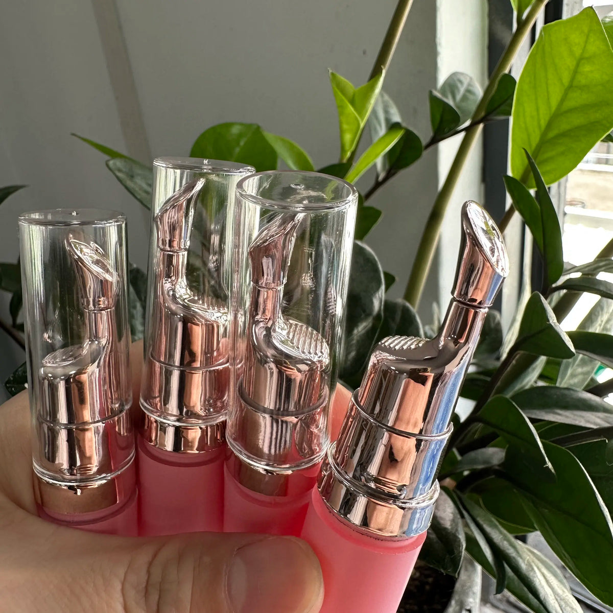 empty container 8ml pink plastic tube packaging lip oil container lip gloss applicator empty tube