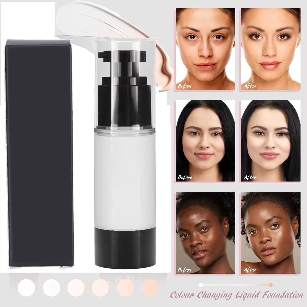 color changing liquid foundation full cover long lasting matte waterproof face makeup color changing foundation