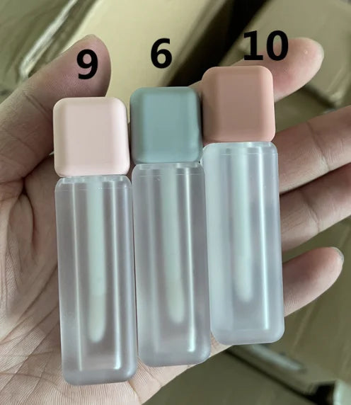 stock plastic 3.5ml plasticine empty square lipgloss container tube with frosted bottle low moq lipstick tube