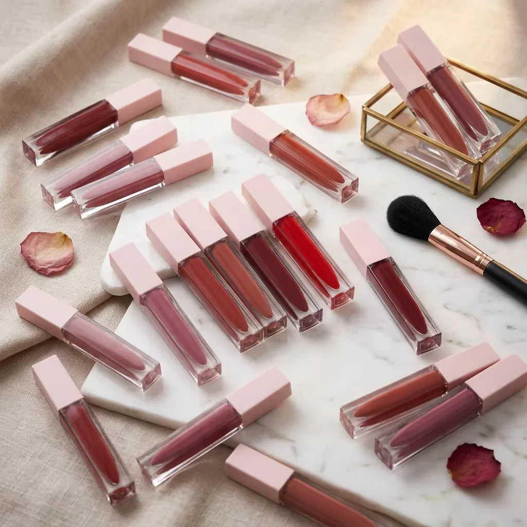 low moq square clear lipgloss packaging cosmetic empty lip gloss tube plastic container