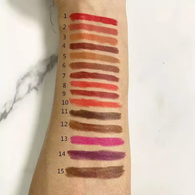 Retractable waterproof lip liner pencil with sharpener in multiple colors