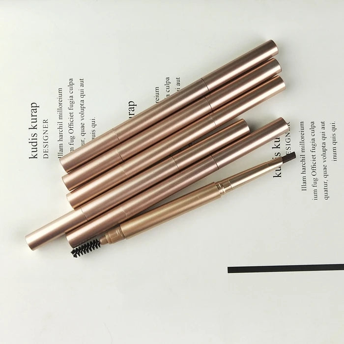 vegan dark brown gold tube triangle tip eyebrow pen waterproof eyebrow pencil