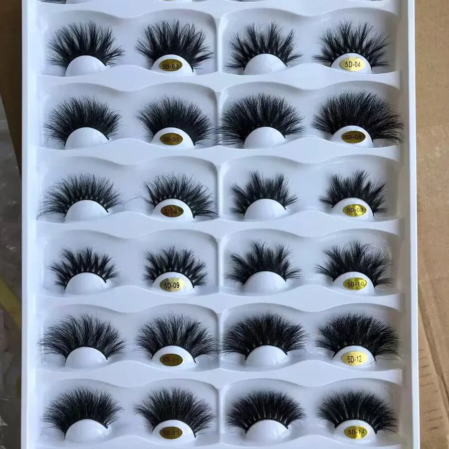 1 pair eye lash 25mm real mink eyelashes eyelash extensions 5d length curve eyelash