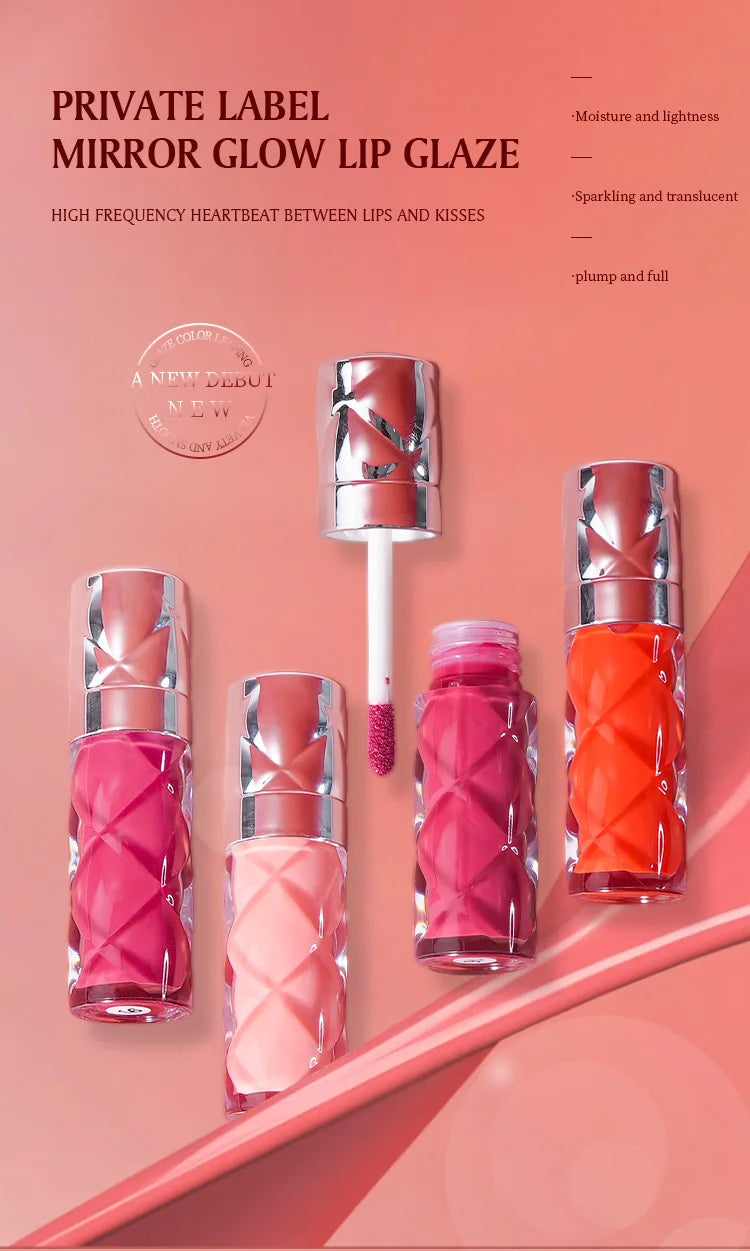 popular style 22 colors silver tube mirror glow lip glaze moisturizing smoothing lightweight lip gloss