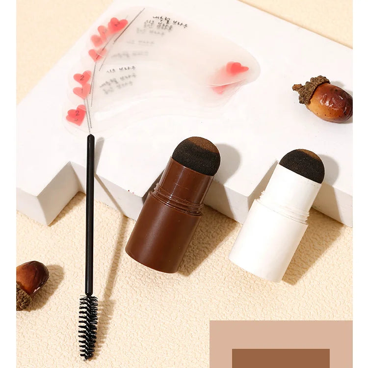 diy one step eye brow stamp stencil kit eyebrow hairline powder with eyebrow shapes stencil