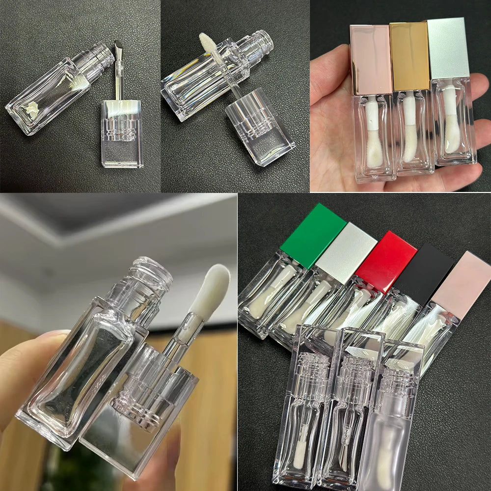 Empty clear square plastic lip gloss tubes