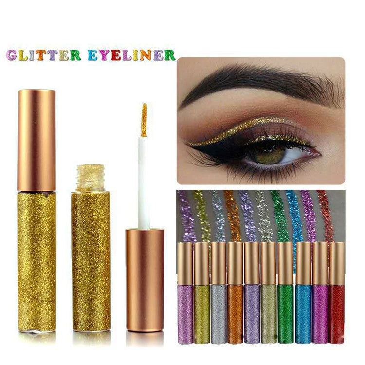 high pigment shinny liquid glitter eyeliner waterproof eyeliner vegan shimmer liquid eyeliner