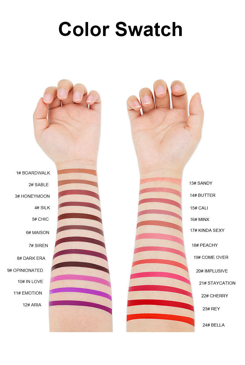 matte waterproof liquid lipstick 24 shades