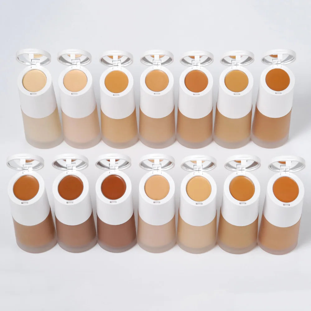 2 in 1 makeup liquid foundation with concealer palette vegan waterproof long lasting liquid foundation