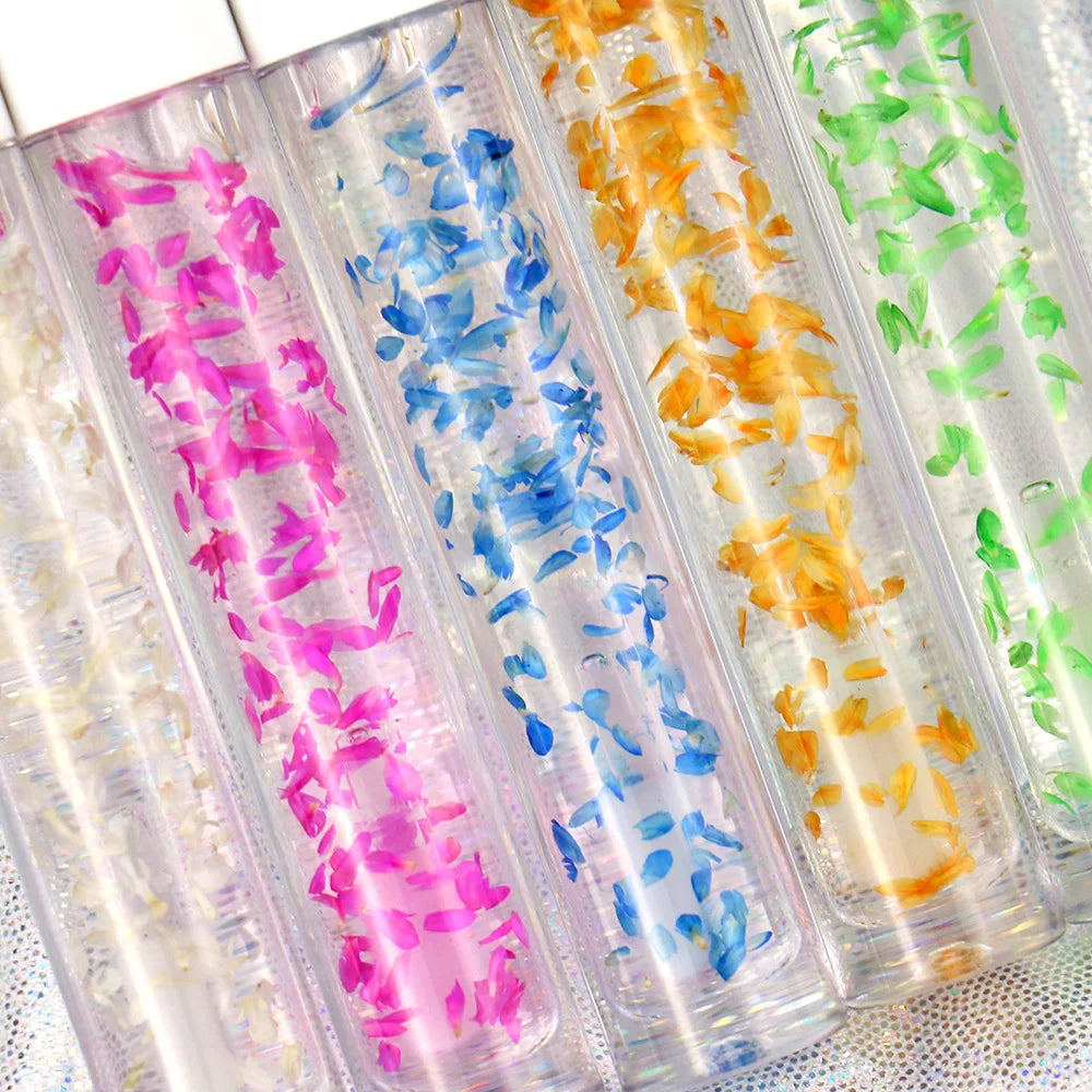 natural lip gloss with dry flower inside lip oil moisturizer clear lipgloss