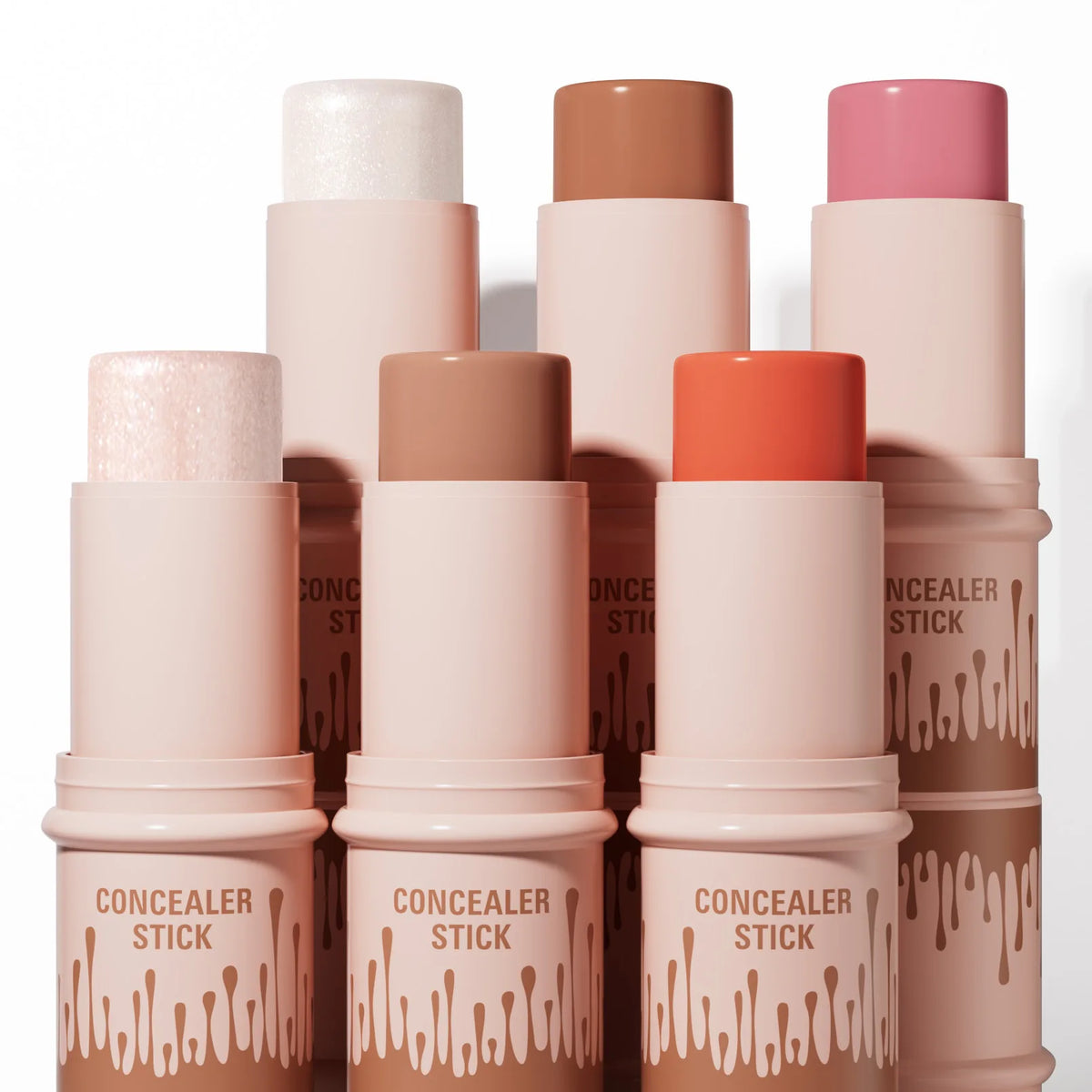 Waterproof shimmer highlighter sticks in twelve colors