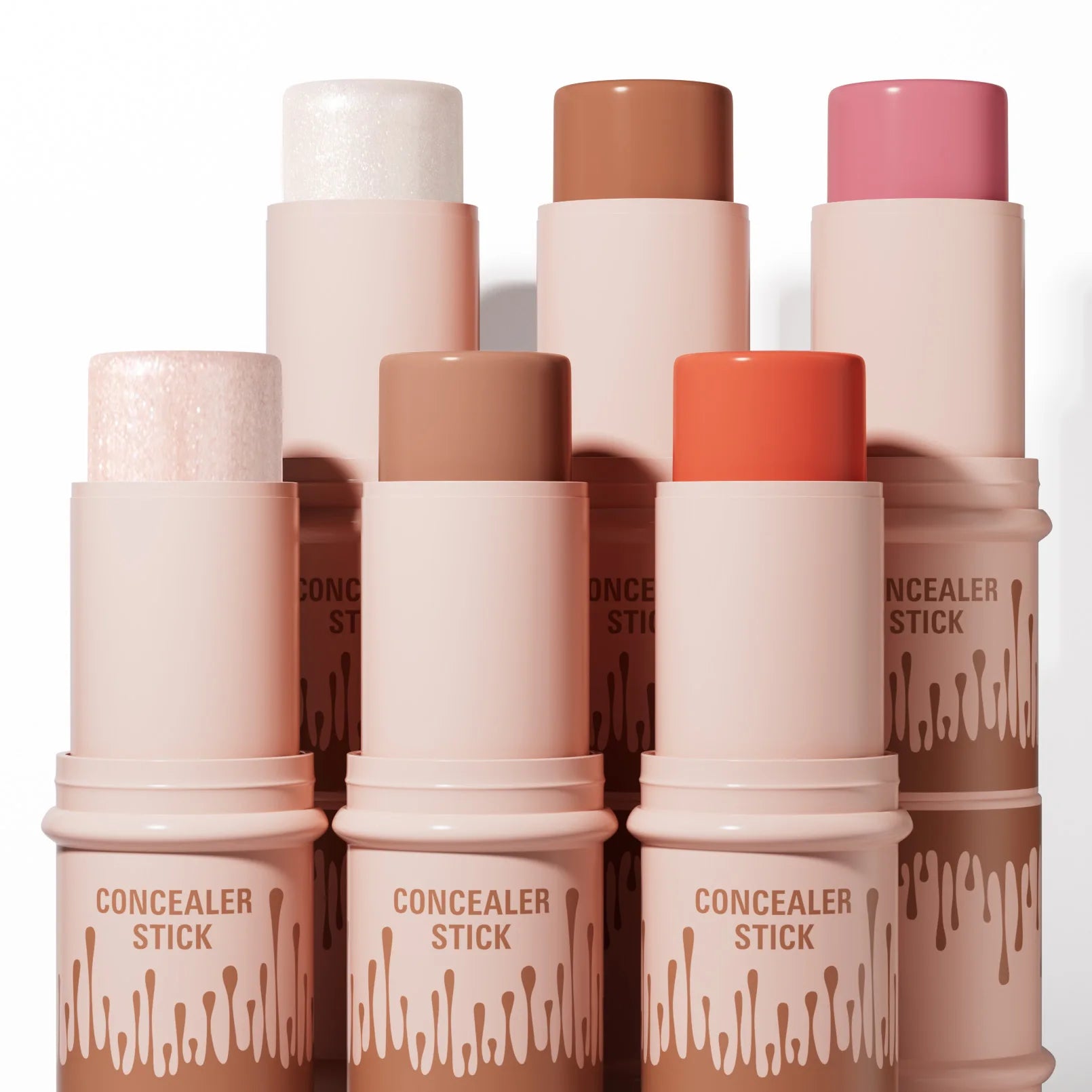 Waterproof shimmer highlighter sticks in twelve colors