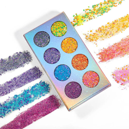 Neon glitter eyeshadow palette with 8 colors