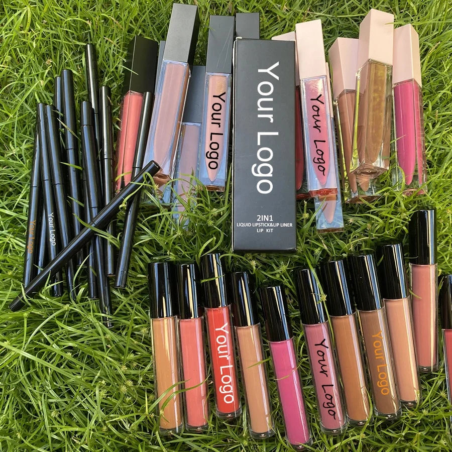 12 colors vegan matte pigment waterproof liquid lipstick and lip liner kit