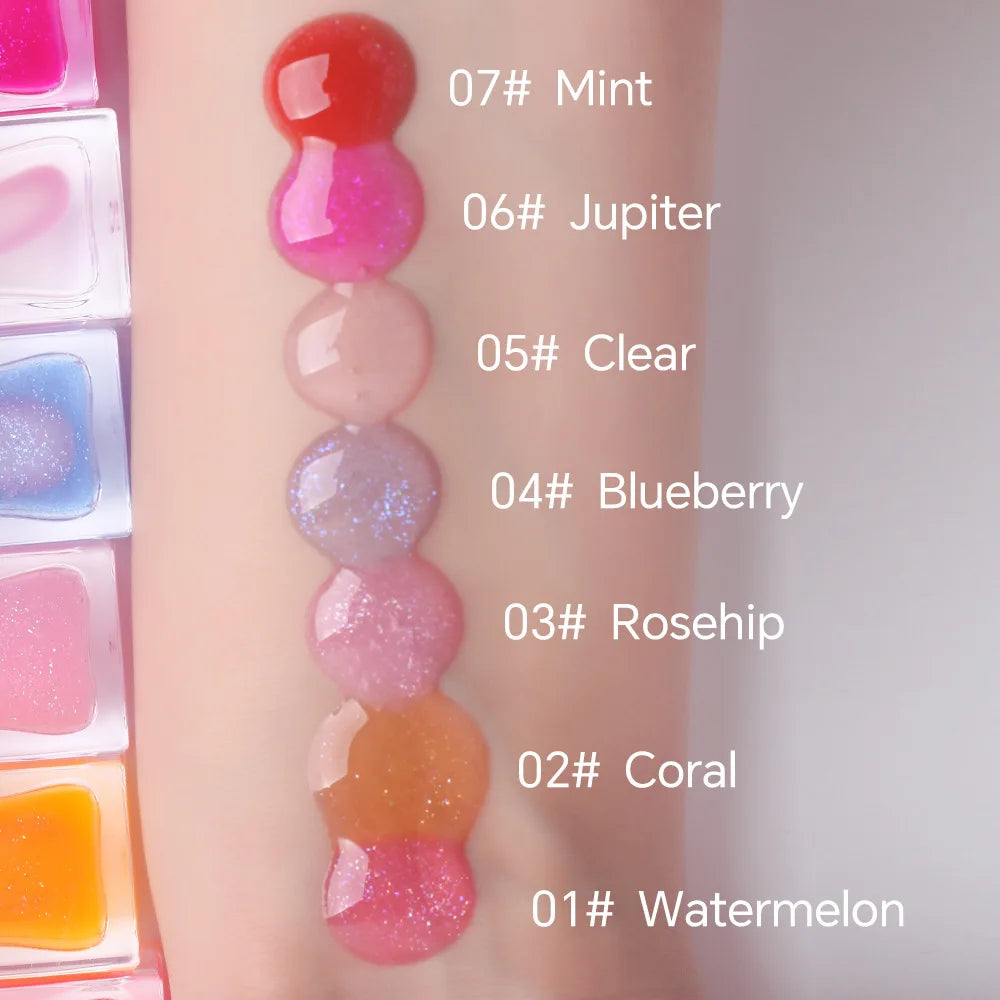moisturizing fruit flavoured lip tint set glossy color changing oil for lip care makeup gift lip oil set
