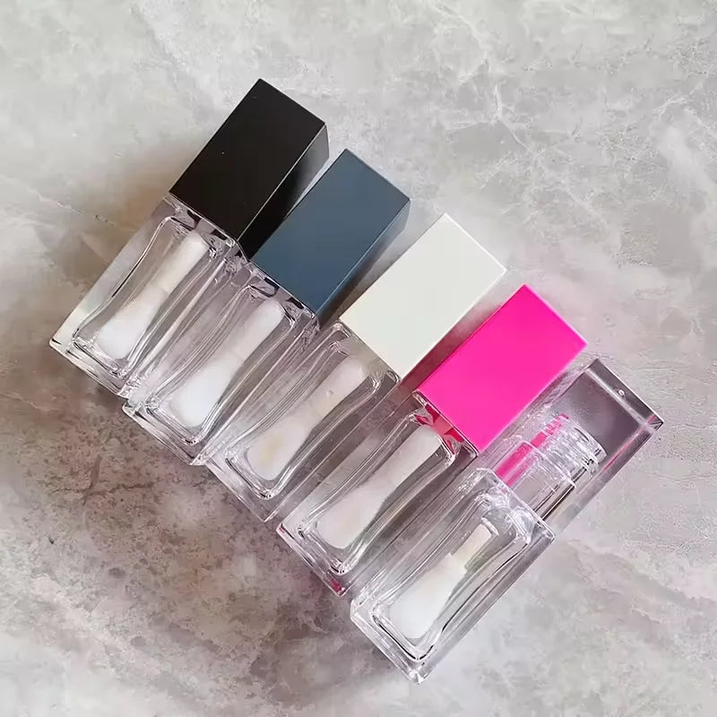 Empty clear square plastic lip gloss tubes