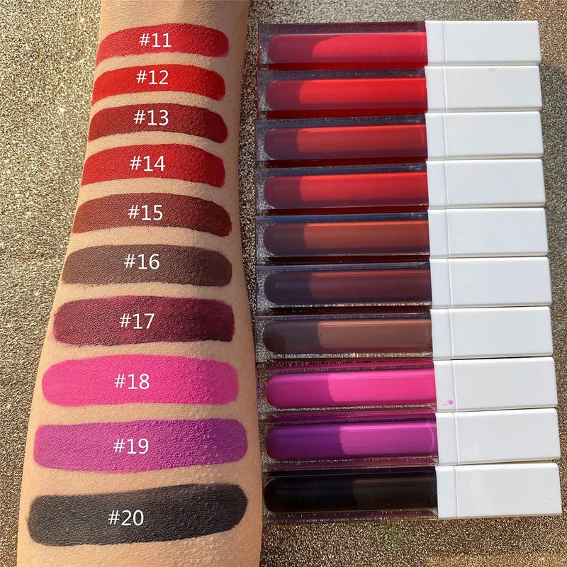waterproof white tube package long lasting liquid lipstick make your brand nude matte lip gloss
