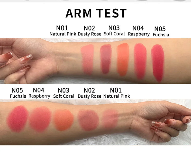 round tube 5 colors blush waterproof long lasting high pigmented cream blush stick