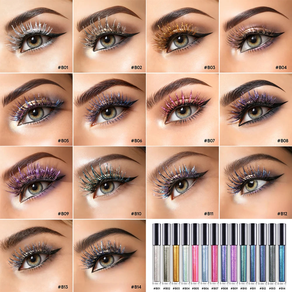 14 colors waterproof glitter mascara cruelty free makeup oil free lengthening chameleon mascara