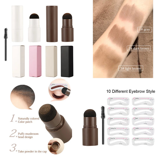 waterproof eyebrow eye stamp powder and stencil kit brow stamp with 10 styles eyebrow stencil set