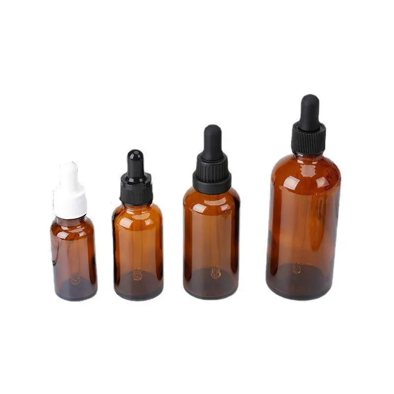 amber brown clear matte black oblique shoulder essential serum oil glass dropper bottle 1oz 15ml 30ml 50ml 120ml