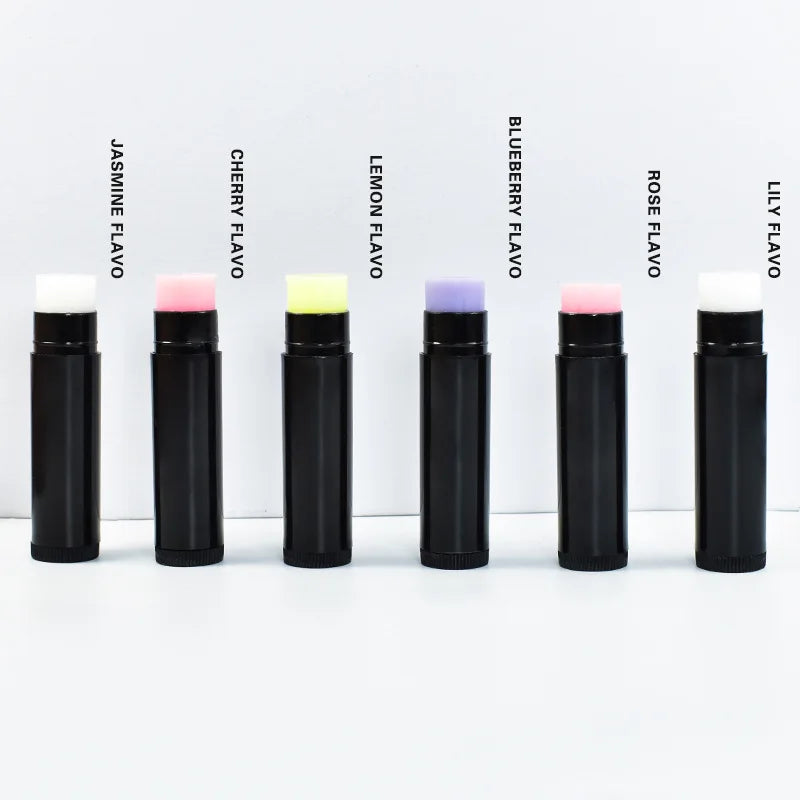 6 colors multi-flavor moisturizing lip care fruity scented white black container lip balm