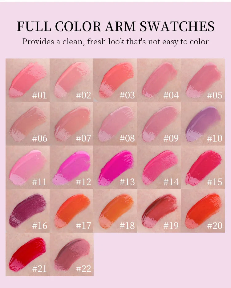 22 shades glossy nourishing mirror lip glaze long lasting high pigmented moisturizing lip gloss