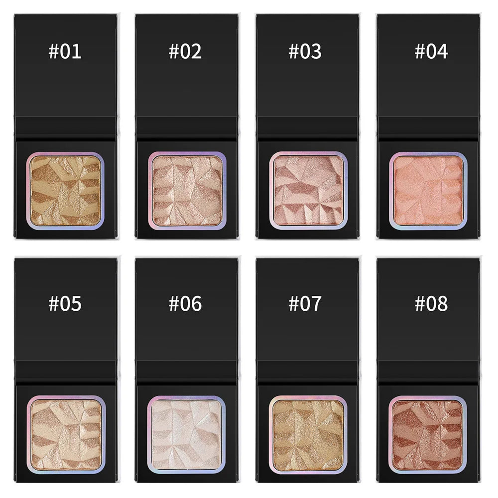 pressed powder illuminator highlighter palette 6-shade highlighter bronzer for face body makeup with glowing effect