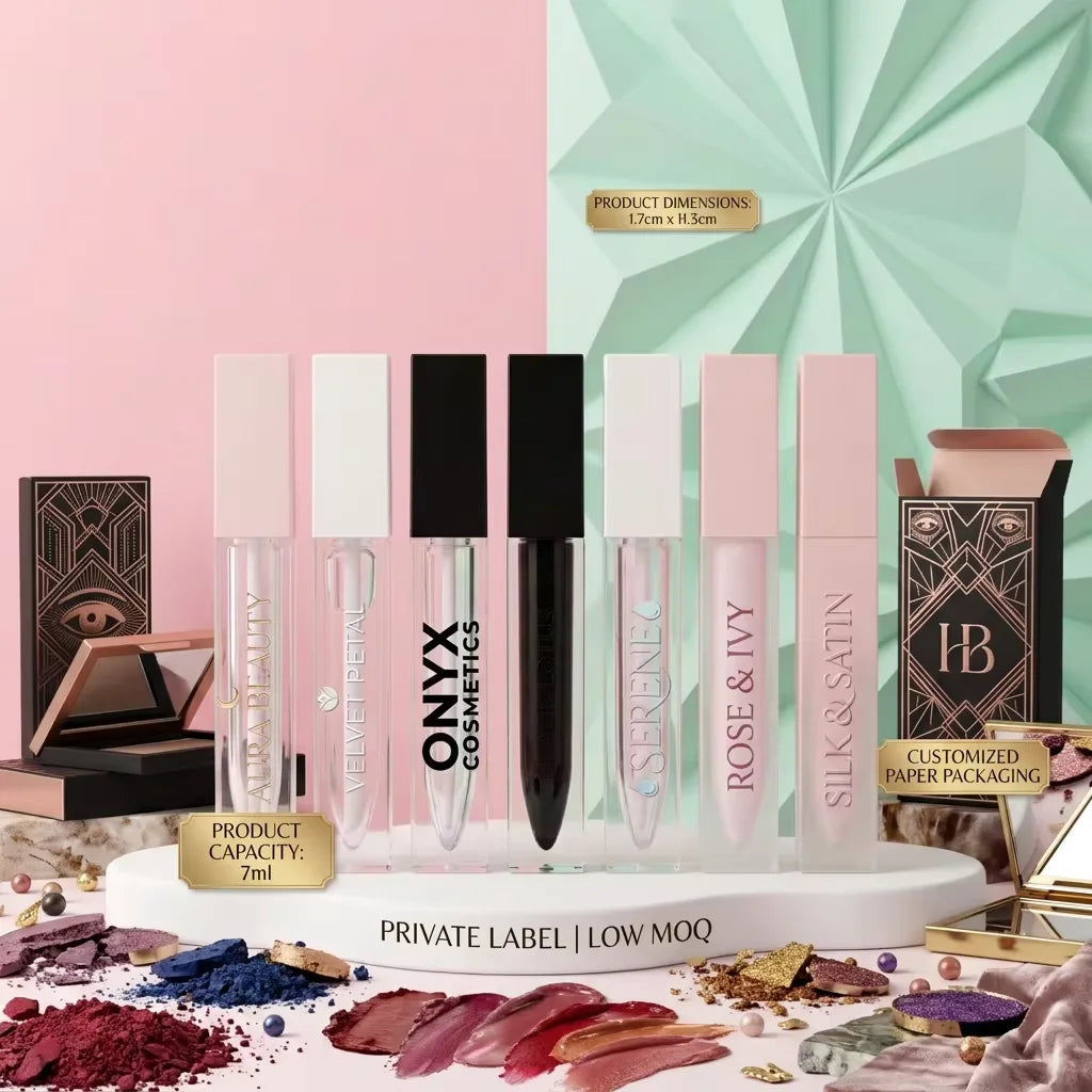 low moq square clear lipgloss packaging cosmetic empty lip gloss tube plastic container