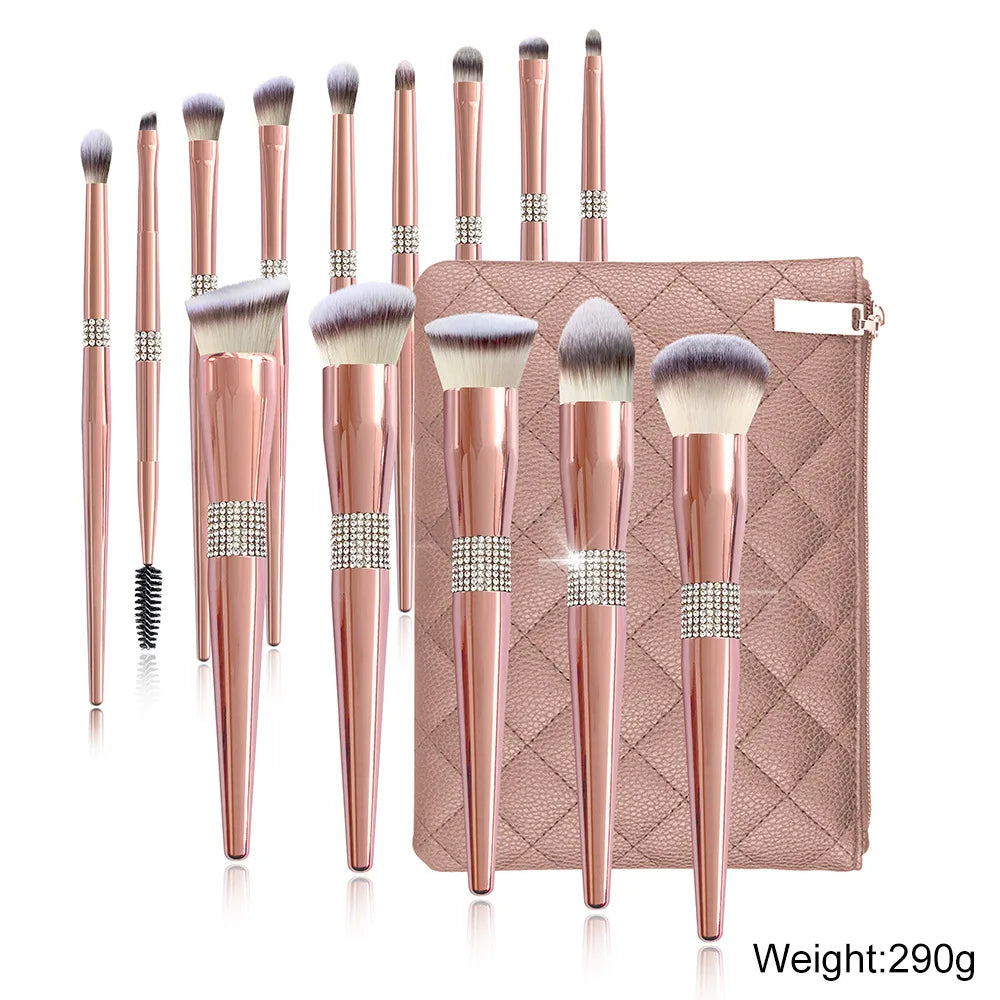makeup brush set 14pcs premium cosmetic brush foundation blush concealer eyeshadow eyebrow highlight pink make up brush